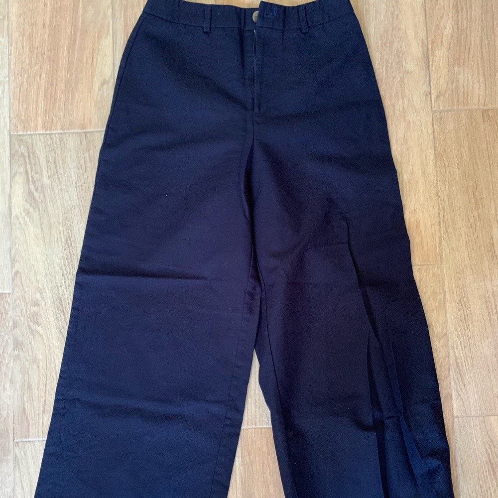 Navy blue gaucho pants, chinos